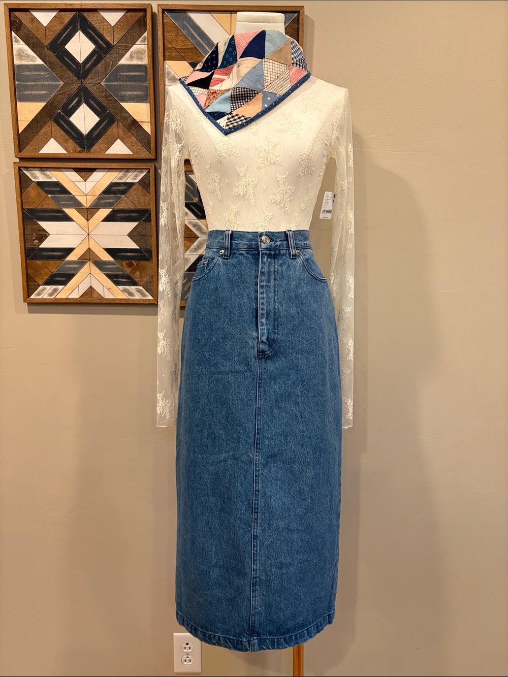 Vintage Ralph Lauren Country 90s Western Long Denim Jean Skirt size 6